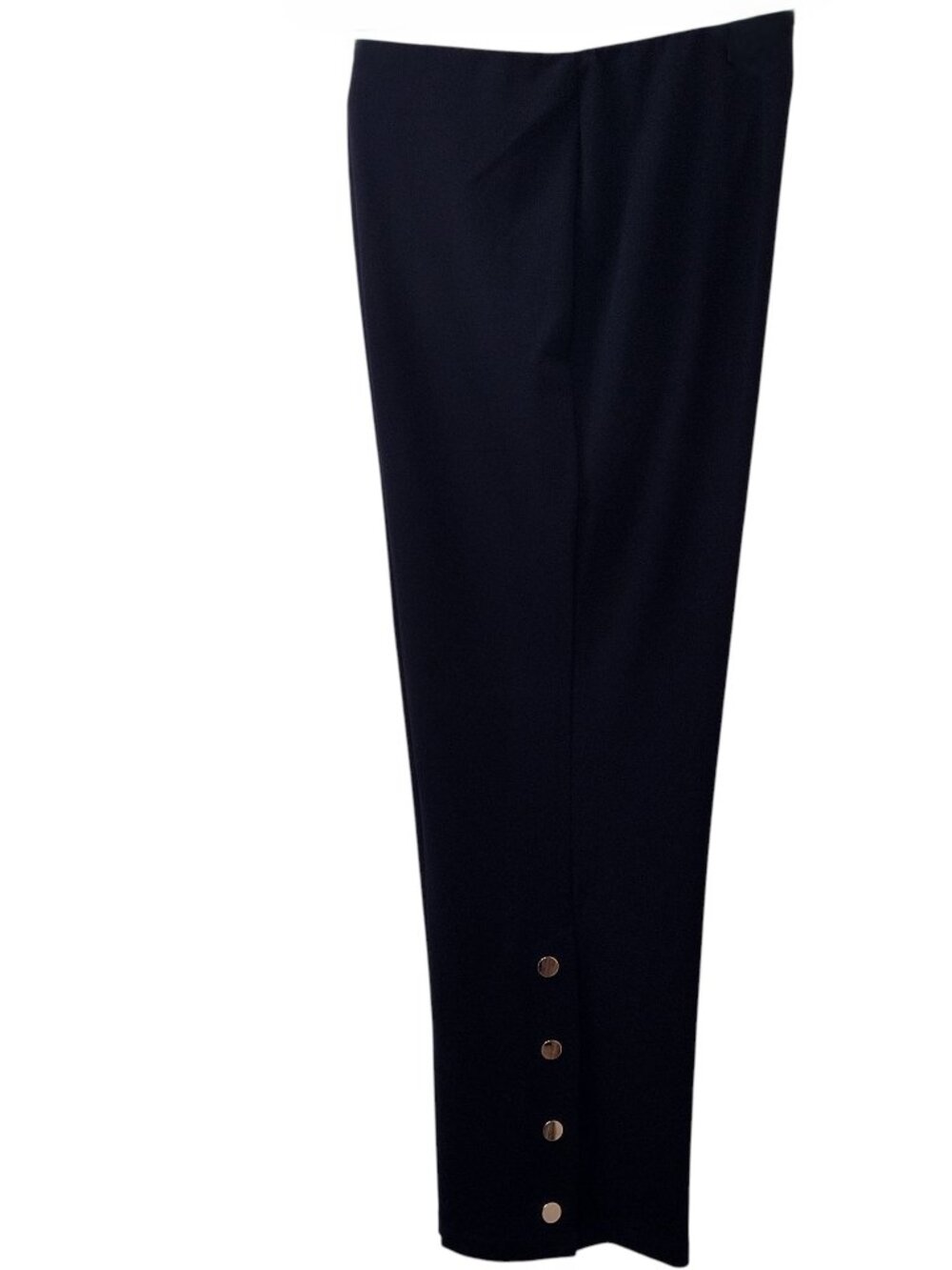 Nina Leonard Straight Leg Metallic Button Pants, Size 3X, Navy Blue